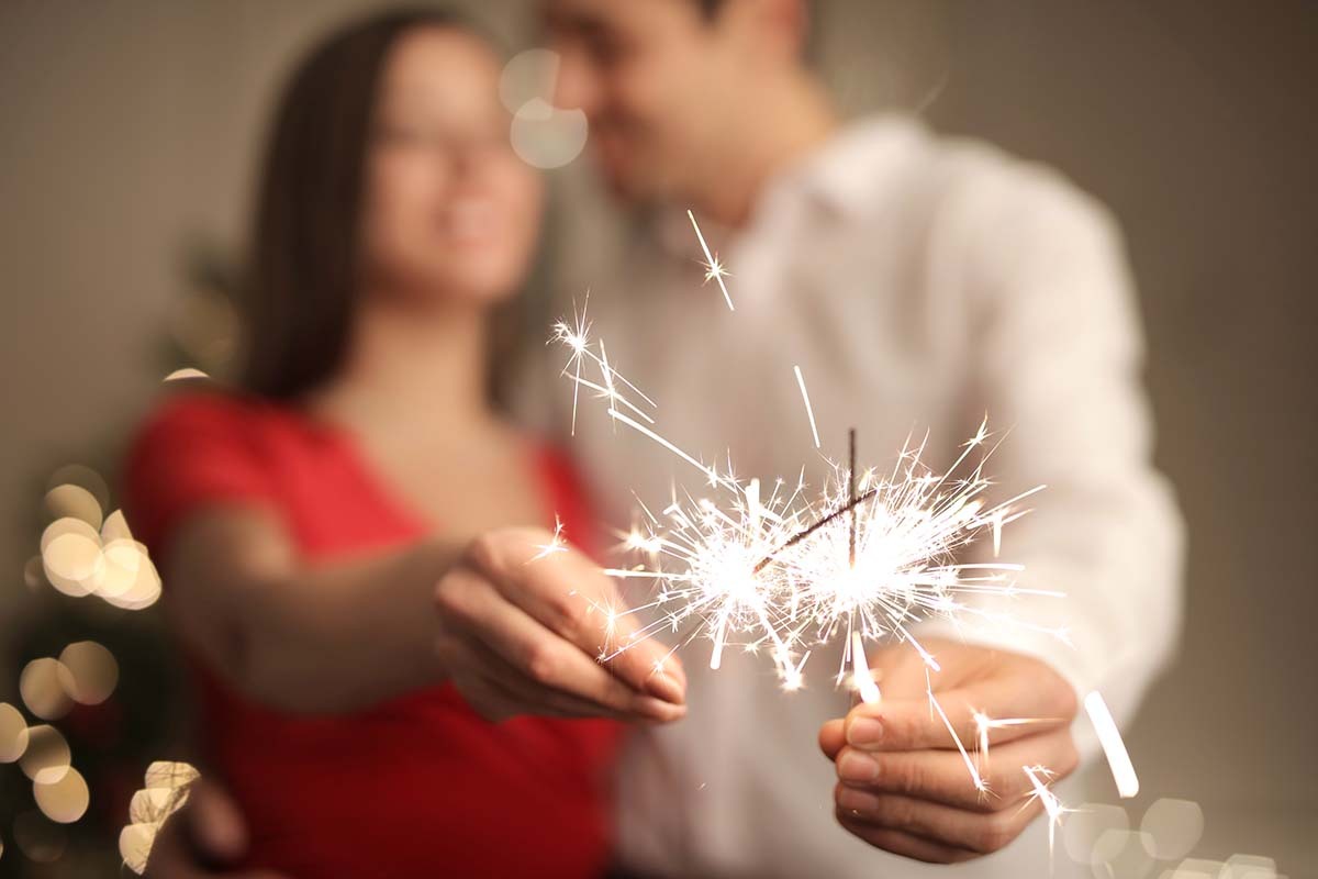 New Years Couple with Sparklers - Relationship Resolutions