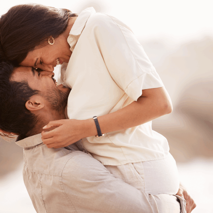 Romantic couple embracing