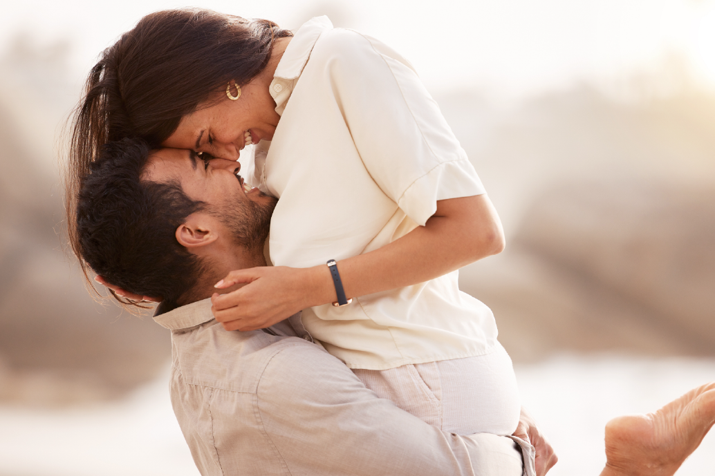 Romantic couple embracing